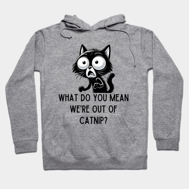 Black cat scared - out of catnip Hoodie by Ingridpd